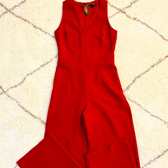 casual red jumpsuit